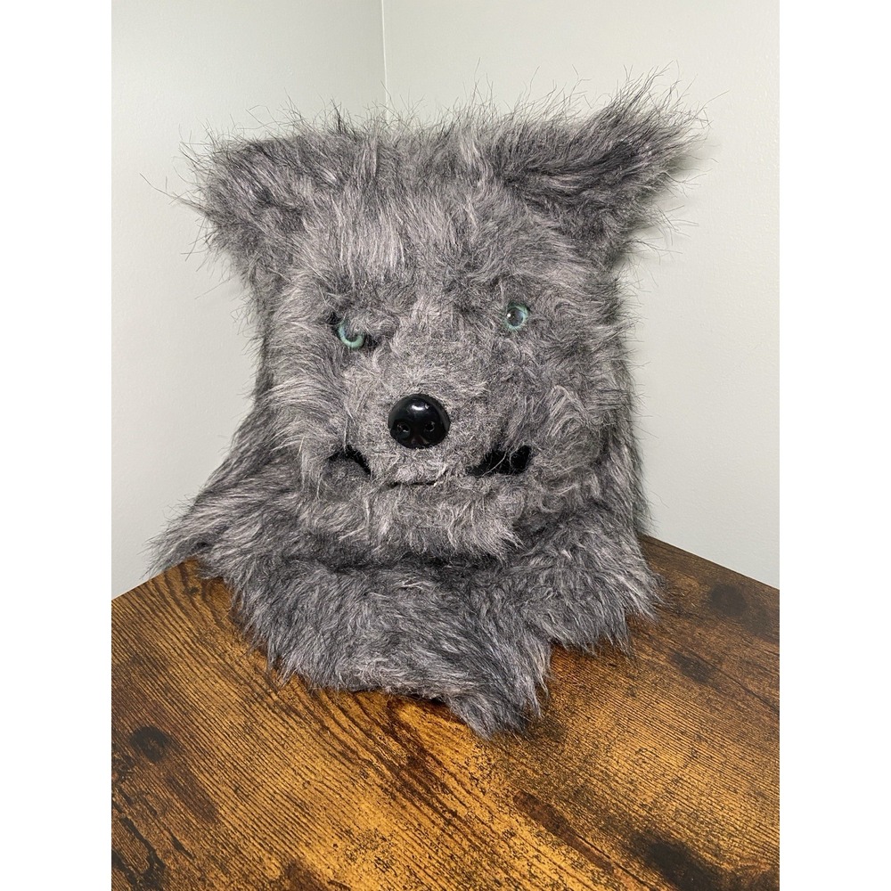 Halloween, Cosplay Grey Wolf Full Head Mask With Movable Mouth One Size